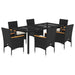 Set mobilier de grădină cu perne 7 piese negru poliratan&sticlă - WALTI WALTI