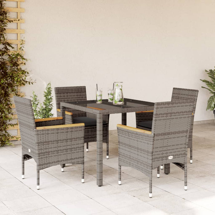 Set mobilier de grădină cu perne 5 piese gri poliratan & sticlă - WALTI WALTI