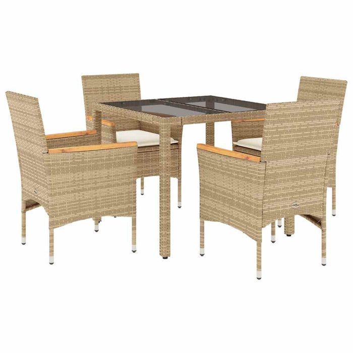 Set mobilier de grădină cu perne 5 piese bej poliratan & sticlă WALTI