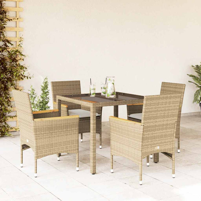 Set mobilier de grădină cu perne 5 piese bej poliratan & sticlă WALTI