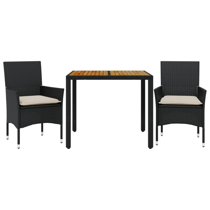 Set mobilier grădină perne 3 piese negru poliratan/lemn acacia - WALTI WALTI