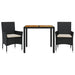 Set mobilier grădină perne 3 piese negru poliratan/lemn acacia - WALTI WALTI