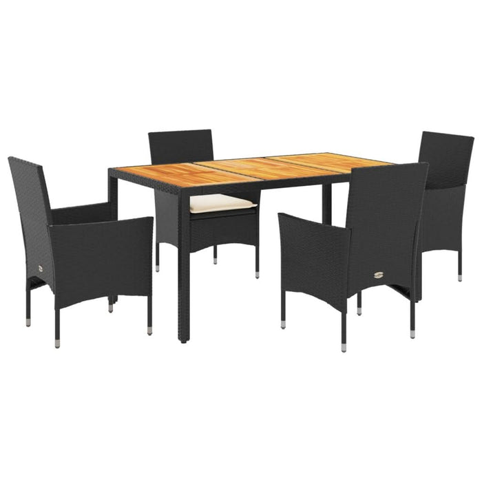 Set mobilier grădină perne 5 piese negru poliratan/lemn acacia - WALTI WALTI