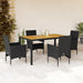 Set mobilier grădină perne 5 piese negru poliratan/lemn acacia - WALTI WALTI