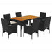 Set mobilier grădină perne 7 piese negru poliratan/lemn acacia - WALTI WALTI