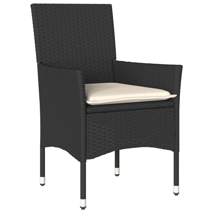 Set mobilier grădină perne 7 piese negru poliratan/lemn acacia - WALTI WALTI