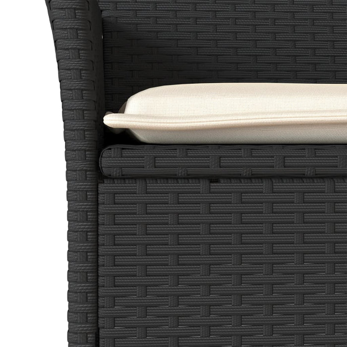 Set mobilier grădină perne 7 piese negru poliratan/lemn acacia - WALTI WALTI