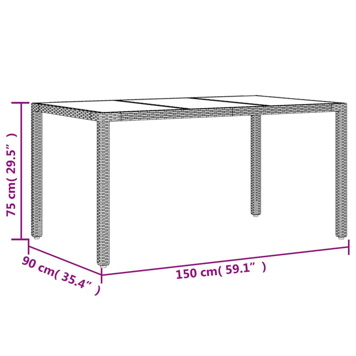 Set mobilier grădină perne 7 piese negru poliratan/lemn acacia - WALTI WALTI