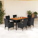 Set mobilier grădină perne 7 piese negru poliratan/lemn acacia - WALTI WALTI