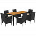 Set mobilier grădină perne 7 piese negru poliratan/lemn acacia - WALTI WALTI