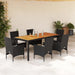 Set mobilier grădină perne 7 piese negru poliratan/lemn acacia - WALTI WALTI