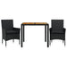 Set mobilier grădină perne 3 piese negru poliratan/lemn acacia - WALTI WALTI
