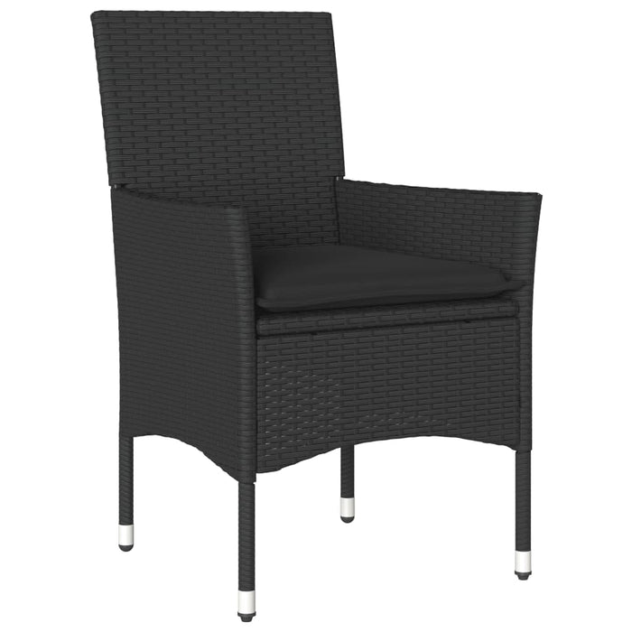 Set mobilier grădină perne 3 piese negru poliratan/lemn acacia - WALTI WALTI