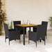 Set mobilier grădină perne 5 piese negru poliratan/lemn acacia - WALTI WALTI
