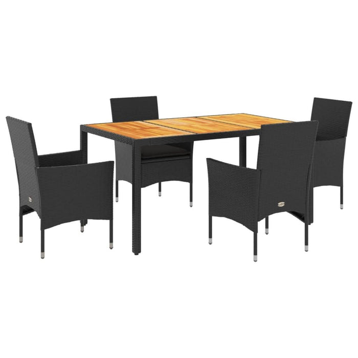 Set mobilier grădină perne 5 piese negru poliratan/lemn acacia - WALTI WALTI