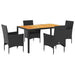 Set mobilier grădină perne 5 piese negru poliratan/lemn acacia - WALTI WALTI