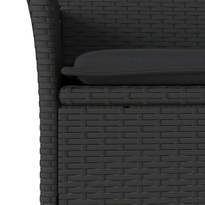 Set mobilier grădină perne 7 piese negru poliratan/lemn acacia - WALTI WALTI