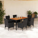 Set mobilier grădină perne 7 piese negru poliratan/lemn acacia - WALTI WALTI