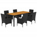 Set mobilier grădină perne 7 piese negru poliratan/lemn acacia - WALTI WALTI
