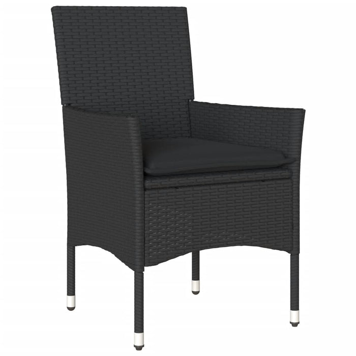 Set mobilier grădină perne 7 piese negru poliratan/lemn acacia - WALTI WALTI