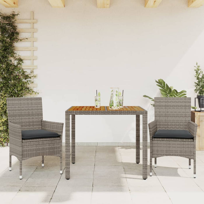 Set mobilier grădină cu perne 3 piese gri poliratan/lemn acacia - WALTI WALTI