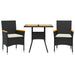 Set mobilier grădină perne 3 piese negru poliratan/lemn acacia - WALTI WALTI