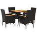 Set mobilier grădină perne 5 piese negru poliratan/lemn acacia - WALTI WALTI