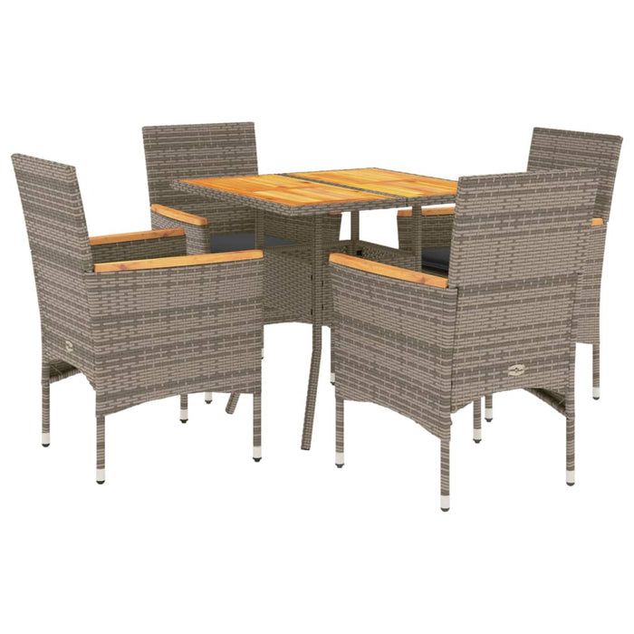 Set mobilier grădină cu perne 5 piese gri poliratan/lemn acacia - WALTI WALTI