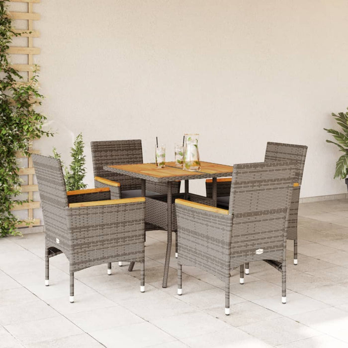 Set mobilier grădină cu perne 5 piese gri poliratan/lemn acacia - WALTI WALTI