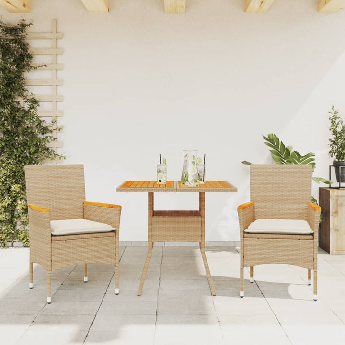 Set mobilier grădină cu perne 3 piese bej poliratan/lemn acacia - WALTI WALTI