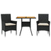 Set mobilier grădină perne 3 piese negru poliratan/lemn acacia - WALTI WALTI