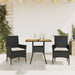 Set mobilier grădină perne 3 piese negru poliratan/lemn acacia - WALTI WALTI