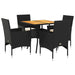 Set mobilier grădină perne 5 piese negru poliratan/lemn acacia - WALTI WALTI