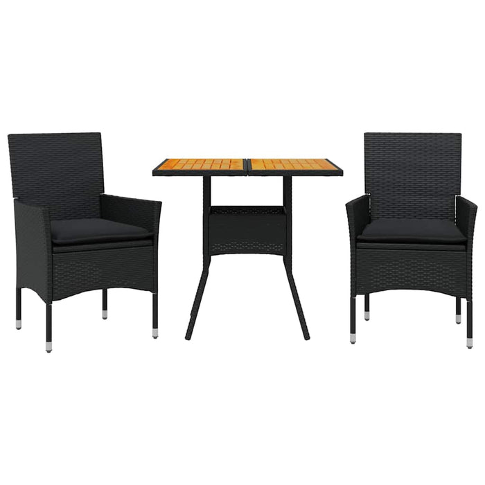 Set mobilier grădină perne 3 piese negru poliratan/lemn acacia - WALTI WALTI