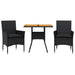 Set mobilier grădină perne 3 piese negru poliratan/lemn acacia - WALTI WALTI