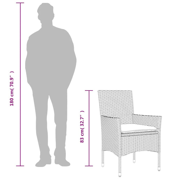 Set mobilier grădină perne 3 piese negru poliratan/lemn acacia - WALTI WALTI