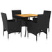 Set mobilier grădină perne 5 piese negru poliratan/lemn acacia - WALTI WALTI