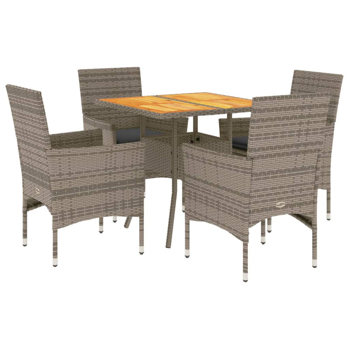 Set mobilier grădină cu perne 5 piese gri poliratan/lemn acacia - WALTI WALTI