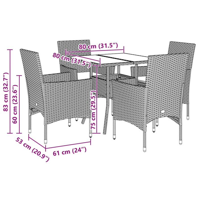 Set mobilier grădină cu perne 5 piese gri poliratan/lemn acacia - WALTI WALTI