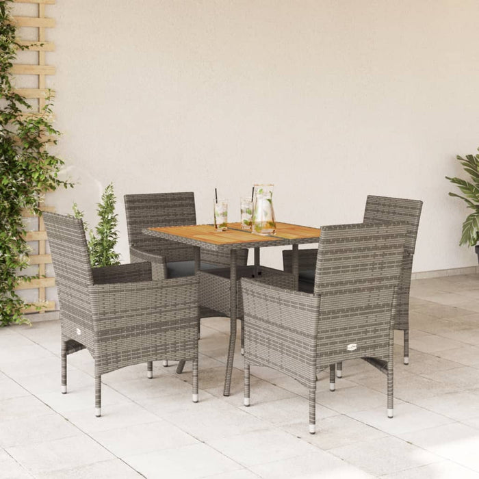 Set mobilier grădină cu perne 5 piese gri poliratan/lemn acacia - WALTI WALTI