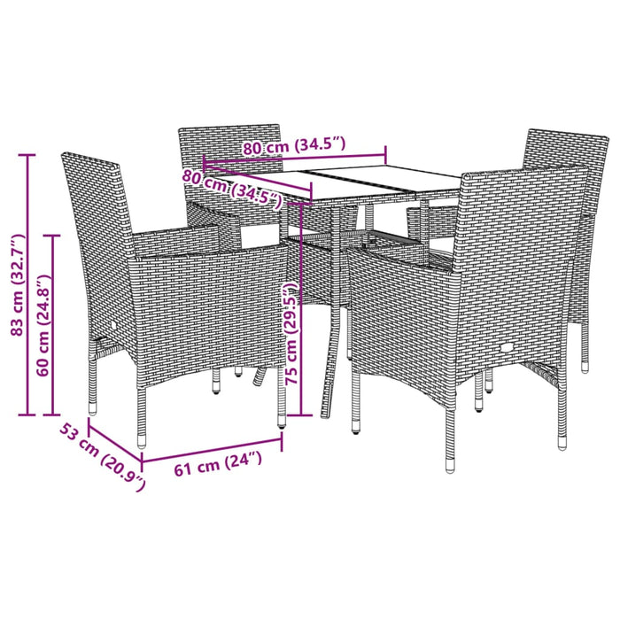 Set mobilier grădină cu perne 5 piese bej poliratan/lemn acacia - WALTI WALTI