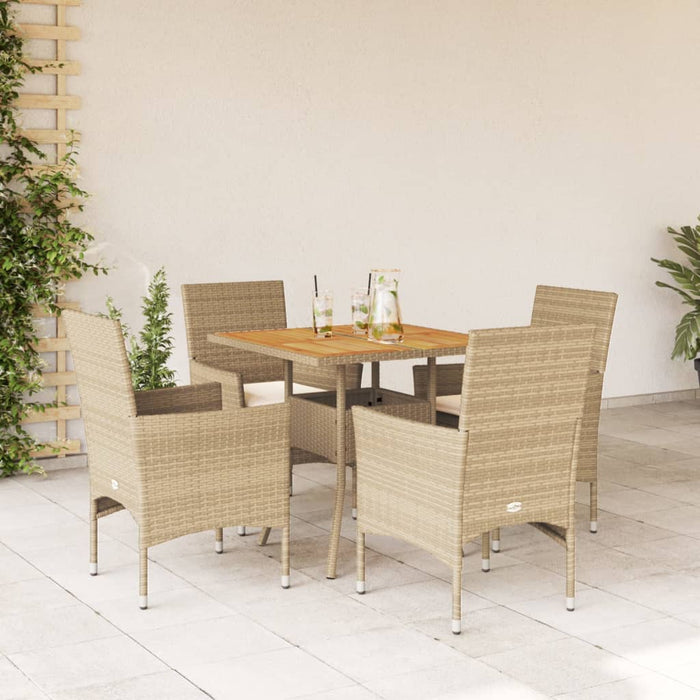 Set mobilier grădină cu perne 5 piese bej poliratan/lemn acacia - WALTI WALTI