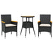 Set mobilier grădină perne 3 piese negru poliratan/lemn acacia - WALTI WALTI