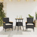 Set mobilier grădină perne 3 piese negru poliratan/lemn acacia - WALTI WALTI