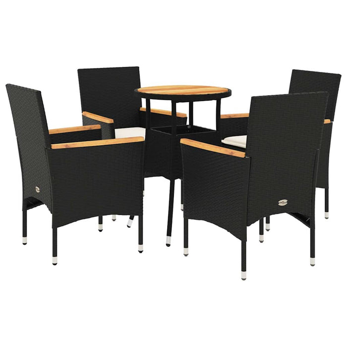 Set mobilier grădină perne 5 piese negru poliratan/lemn acacia - WALTI WALTI
