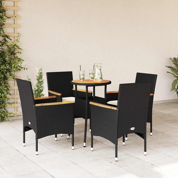 Set mobilier grădină perne 5 piese negru poliratan/lemn acacia - WALTI WALTI