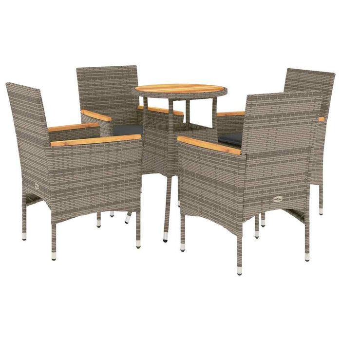 Set mobilier grădină cu perne 5 piese gri poliratan/lemn acacia - WALTI WALTI