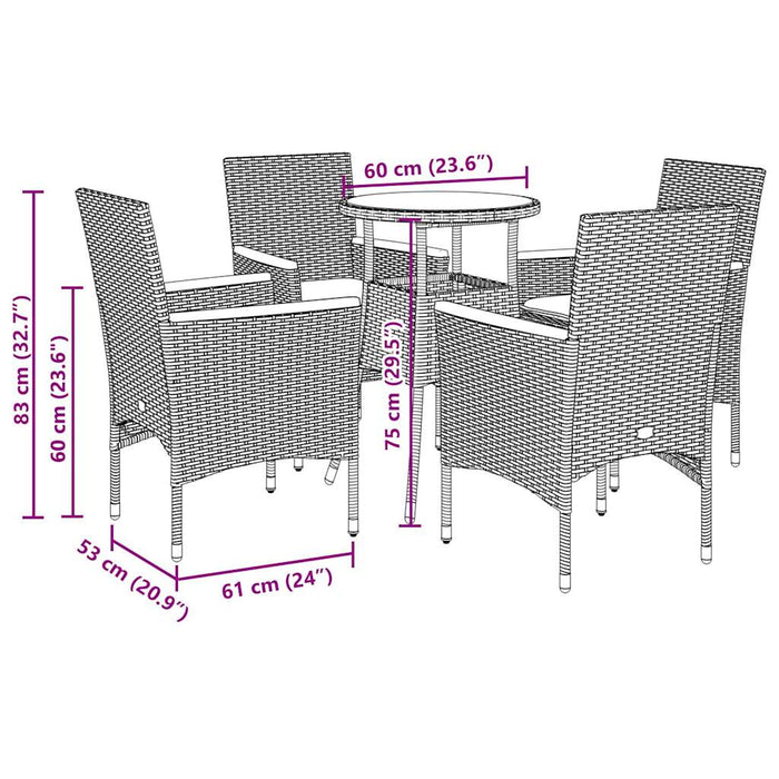 Set mobilier grădină cu perne 5 piese gri poliratan/lemn acacia - WALTI WALTI