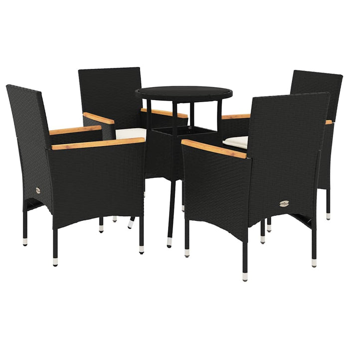 Set mobilier de grădină cu perne 5 piese negru poliratan&sticlă - WALTI WALTI