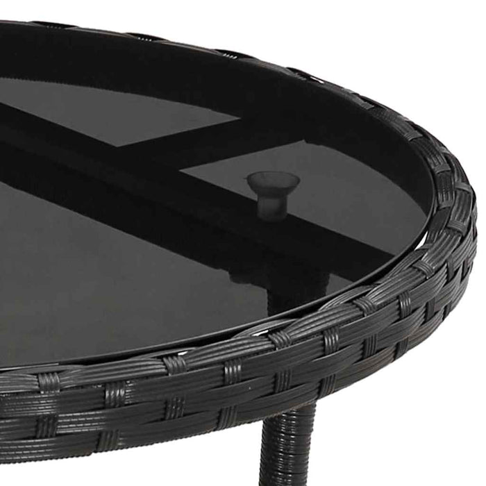 Set mobilier de grădină cu perne 5 piese negru poliratan&sticlă - WALTI WALTI